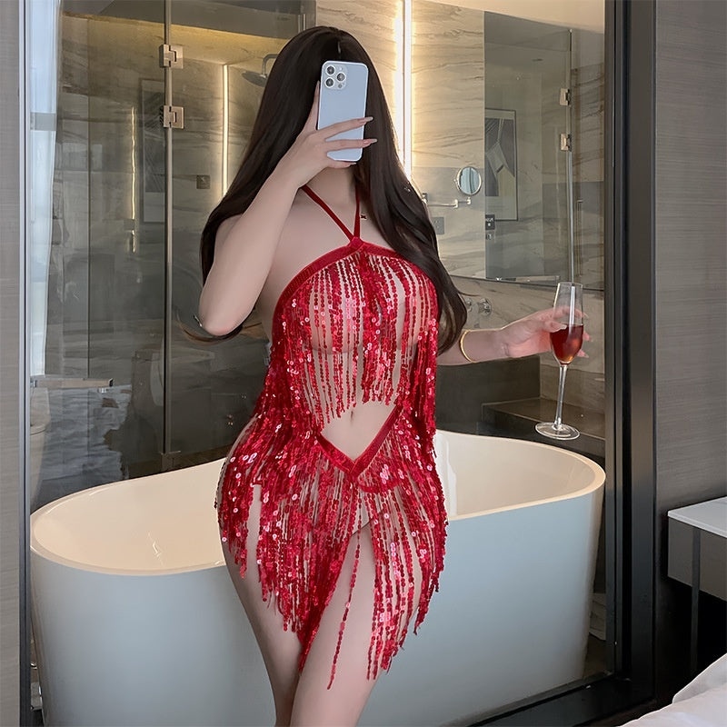 Sequined Tassel Skirt Uniform